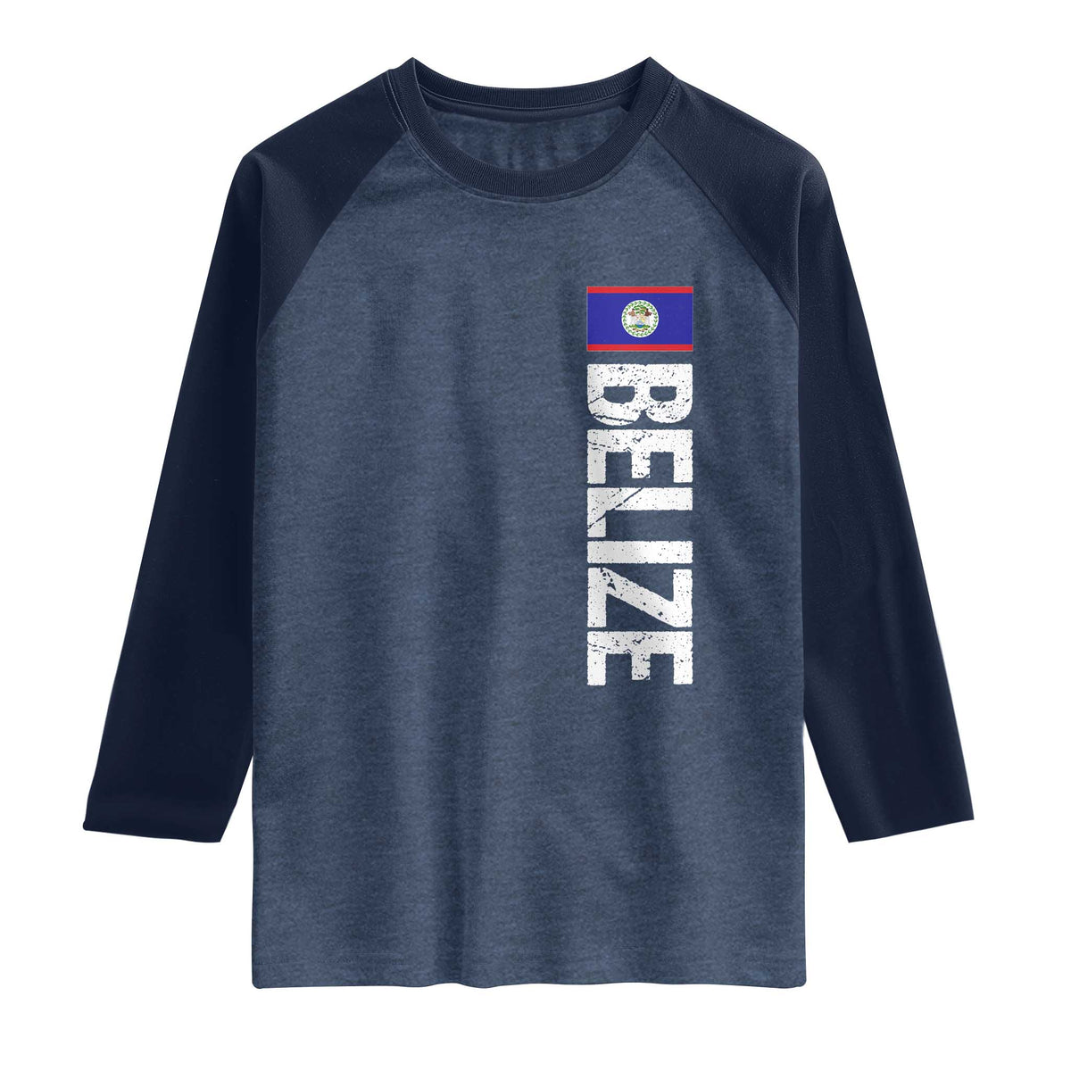 Belize Flag Raglan Shirt Distressed Central American Pride Heritage Gift