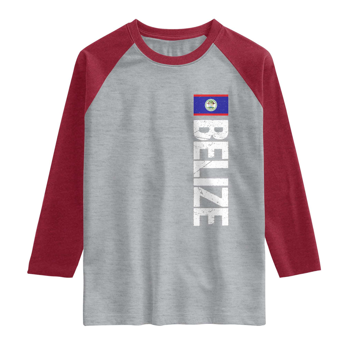 Belize Flag Raglan Shirt Distressed Central American Pride Heritage Gift
