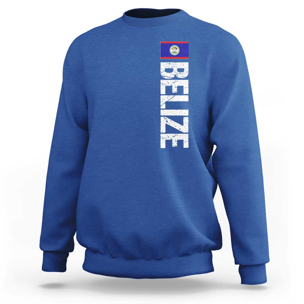 Belize Flag Sweatshirt Distressed Central American Pride Heritage Gift