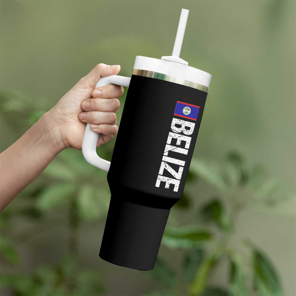 Belize Flag Tumbler With Handle Distressed Central American Pride Heritage Gift