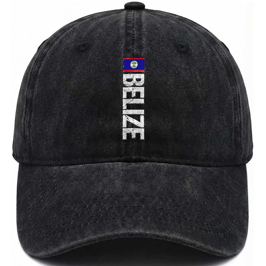 Belize Flag Washed Cotton Baseball Cap Distressed Central American Pride Heritage Gift