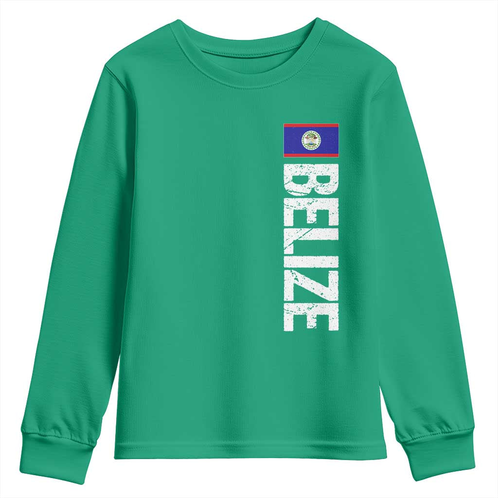 Belize Flag Youth Sweatshirt Distressed Central American Pride Heritage Gift
