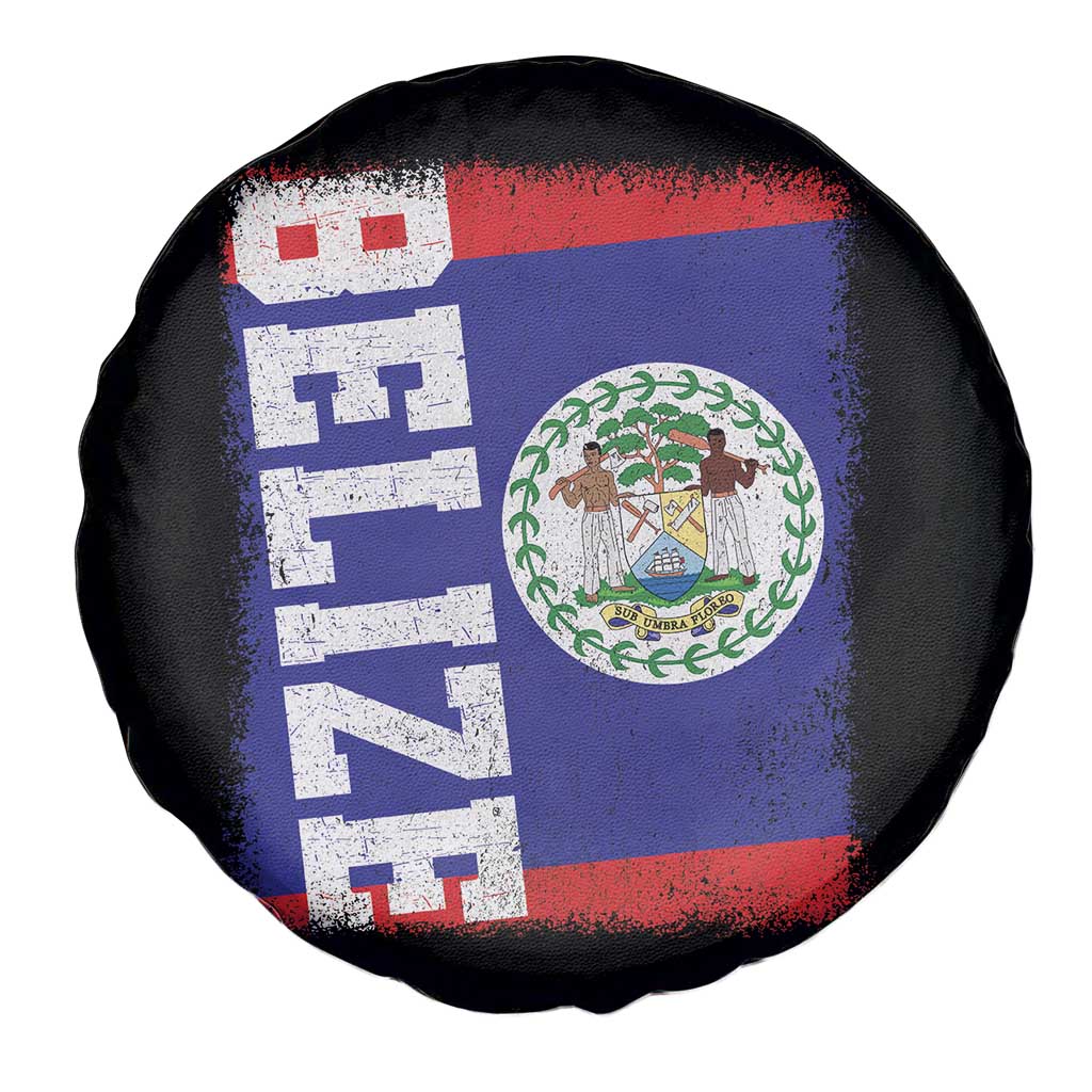 Vintage Belize Spare Tire Cover Distressed Flag Central American Pride Heritage Gift