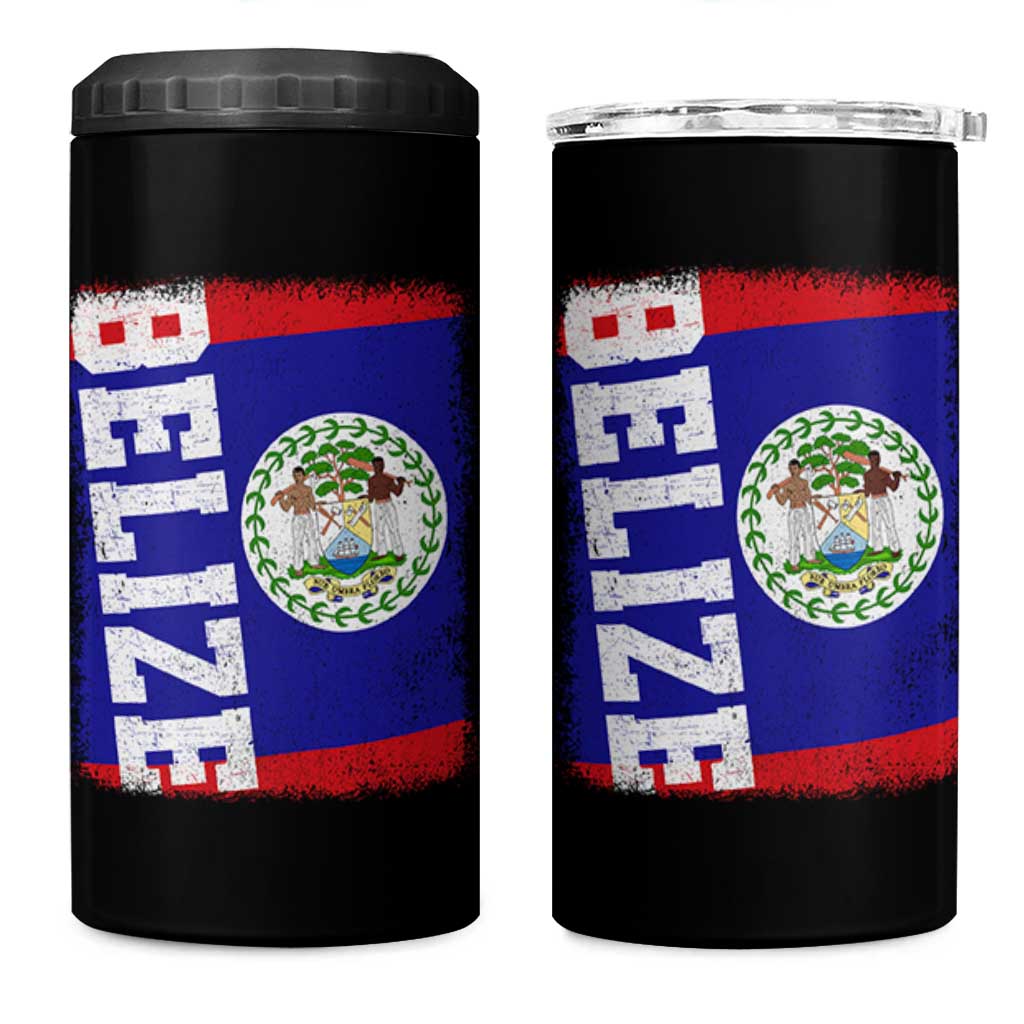 Vintage Belize 4 in 1 Can Cooler Tumbler Distressed Flag Central American Pride Heritage Gift