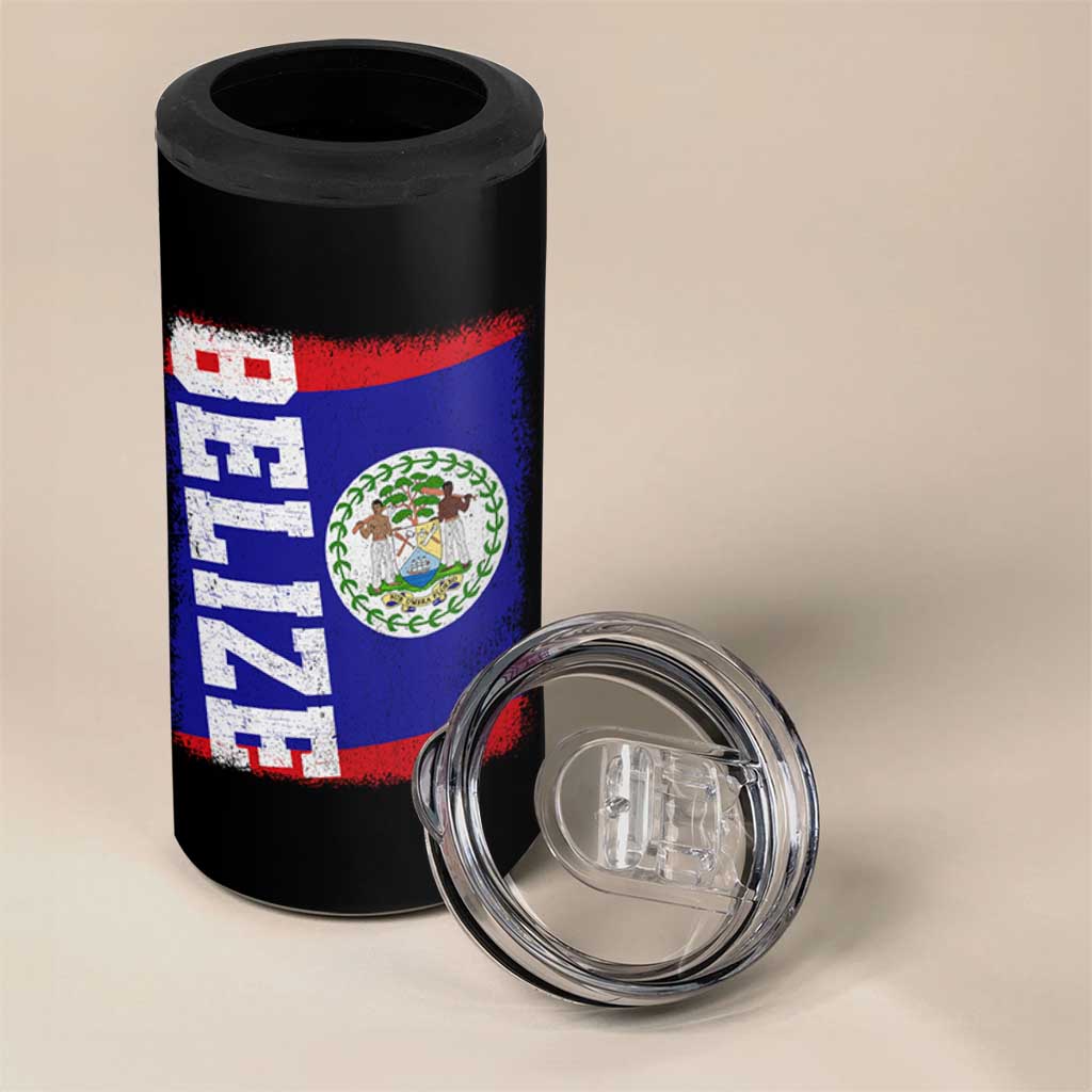 Vintage Belize 4 in 1 Can Cooler Tumbler Distressed Flag Central American Pride Heritage Gift