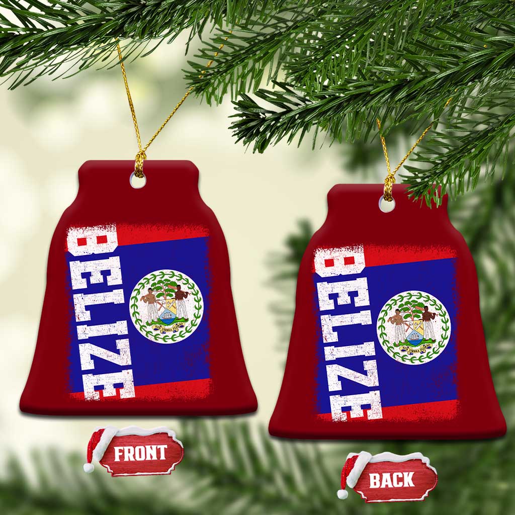 Vintage Belize Ceramic Ornament Distressed Flag Central American Pride Heritage Gift