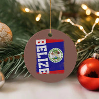 Vintage Belize Ceramic Ornament Distressed Flag Central American Pride Heritage Gift