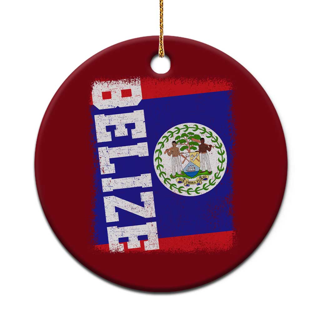 Vintage Belize Ceramic Ornament Distressed Flag Central American Pride Heritage Gift