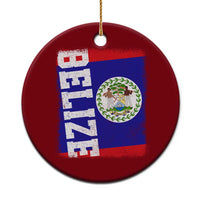 Vintage Belize Ceramic Ornament Distressed Flag Central American Pride Heritage Gift