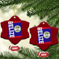 Vintage Belize Ceramic Ornament Distressed Flag Central American Pride Heritage Gift