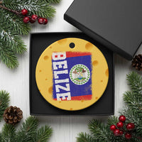 Vintage Belize Ceramic Ornament Distressed Flag Central American Pride Heritage Gift