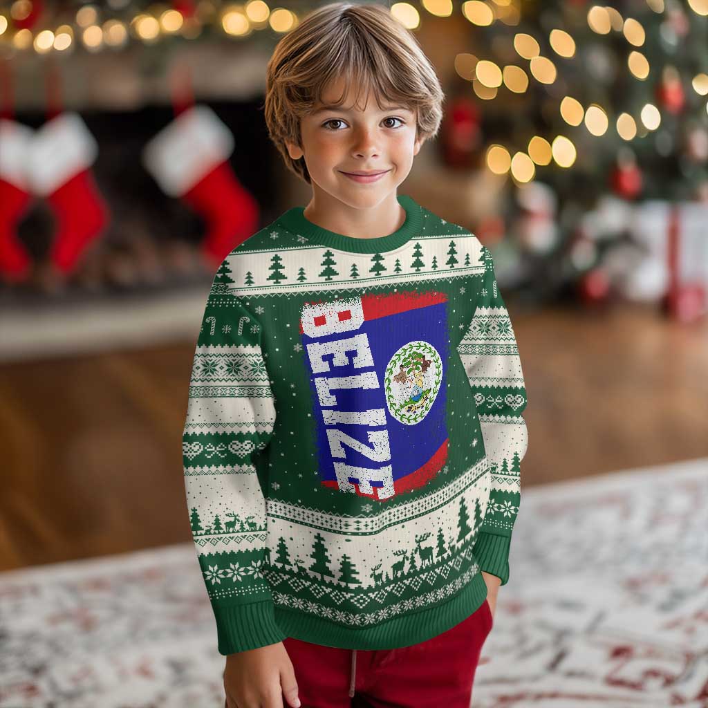 Vintage Belize Ugly Christmas Sweater Distressed Flag Central American Pride Heritage Gift