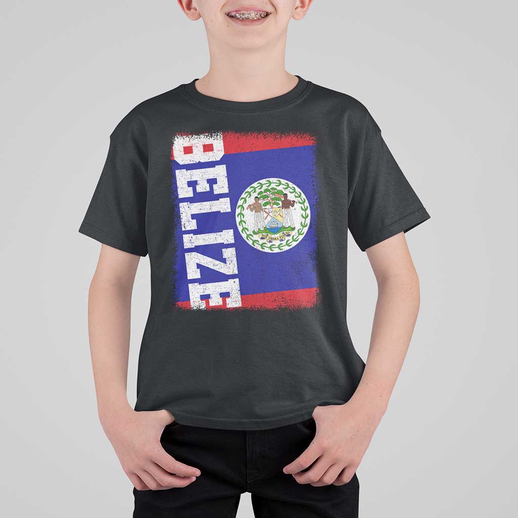 Vintage Belize T Shirt For Kid Distressed Flag Central American Pride Heritage Gift