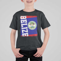 Vintage Belize T Shirt For Kid Distressed Flag Central American Pride Heritage Gift