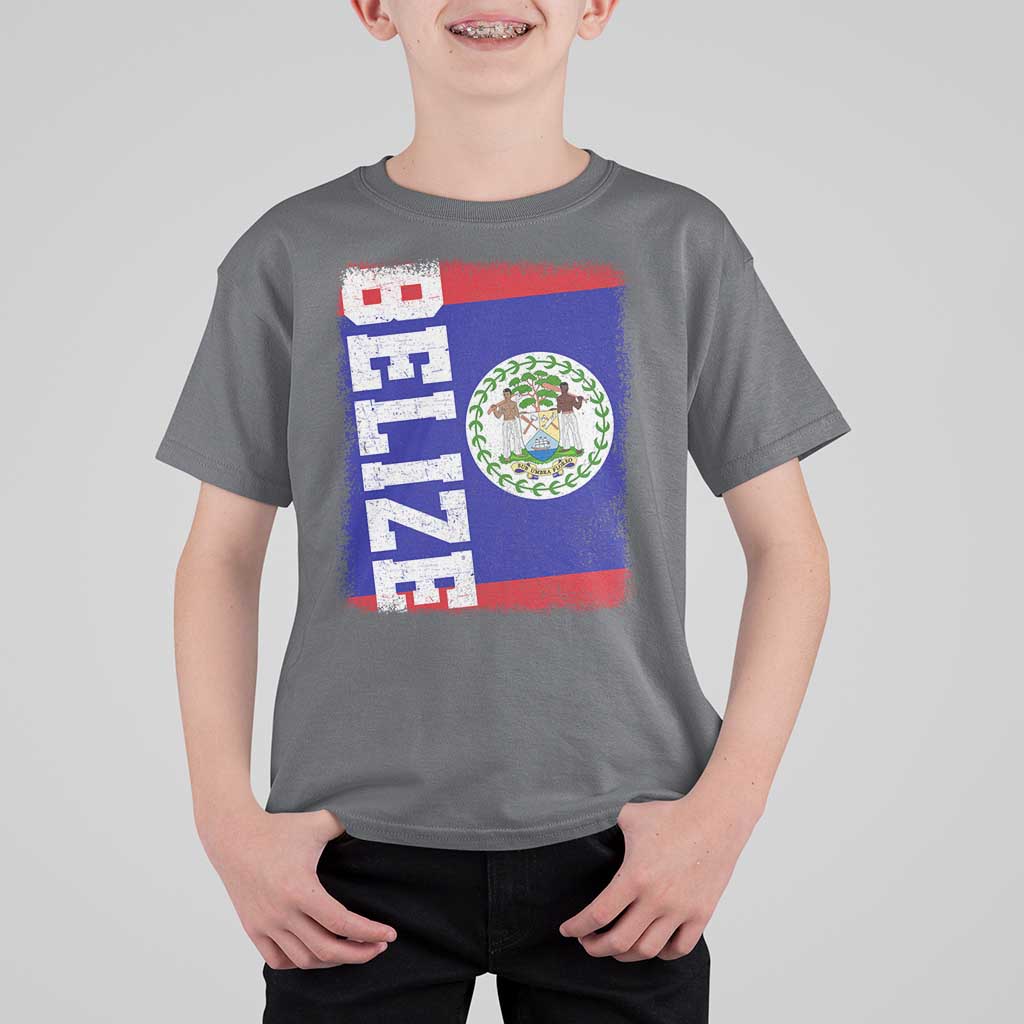 Vintage Belize T Shirt For Kid Distressed Flag Central American Pride Heritage Gift