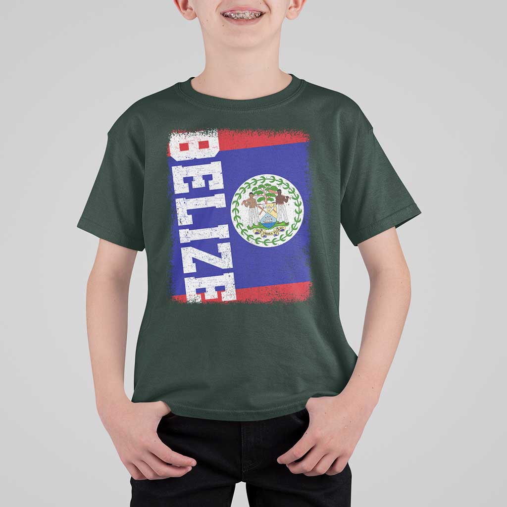 Vintage Belize T Shirt For Kid Distressed Flag Central American Pride Heritage Gift