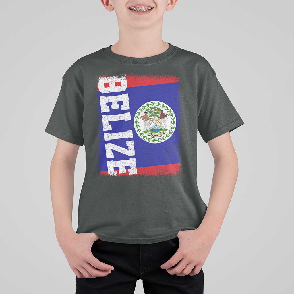 Vintage Belize T Shirt For Kid Distressed Flag Central American Pride Heritage Gift