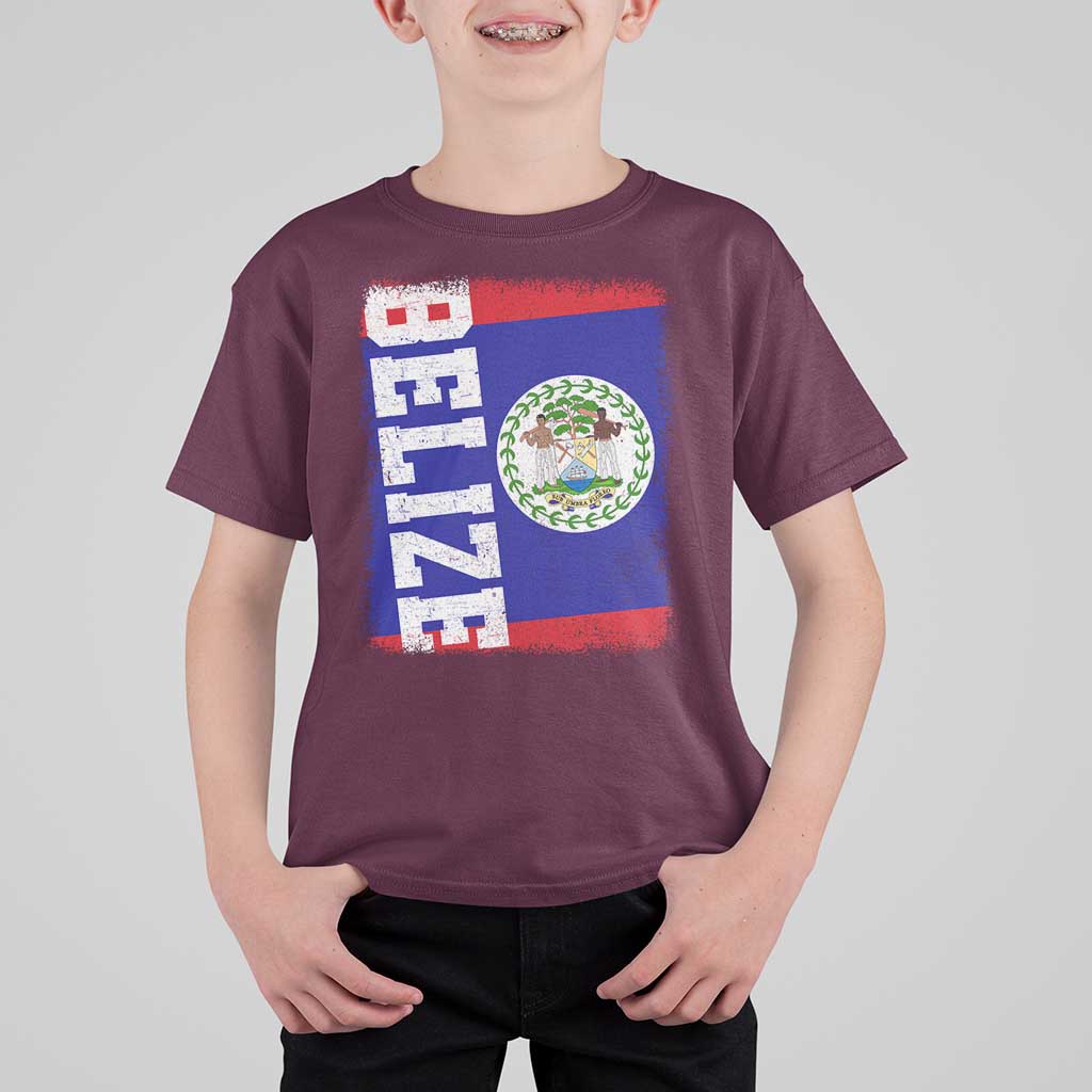 Vintage Belize T Shirt For Kid Distressed Flag Central American Pride Heritage Gift