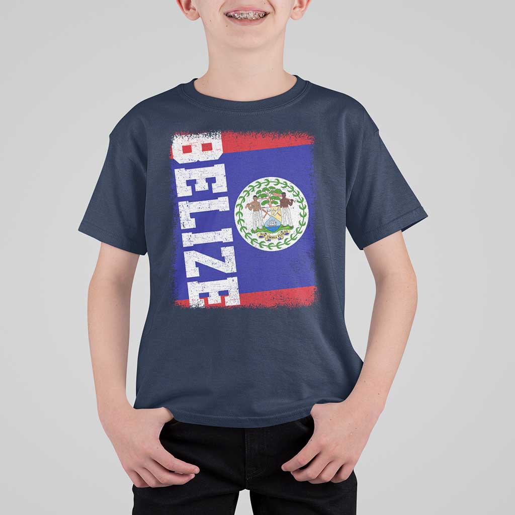 Vintage Belize T Shirt For Kid Distressed Flag Central American Pride Heritage Gift