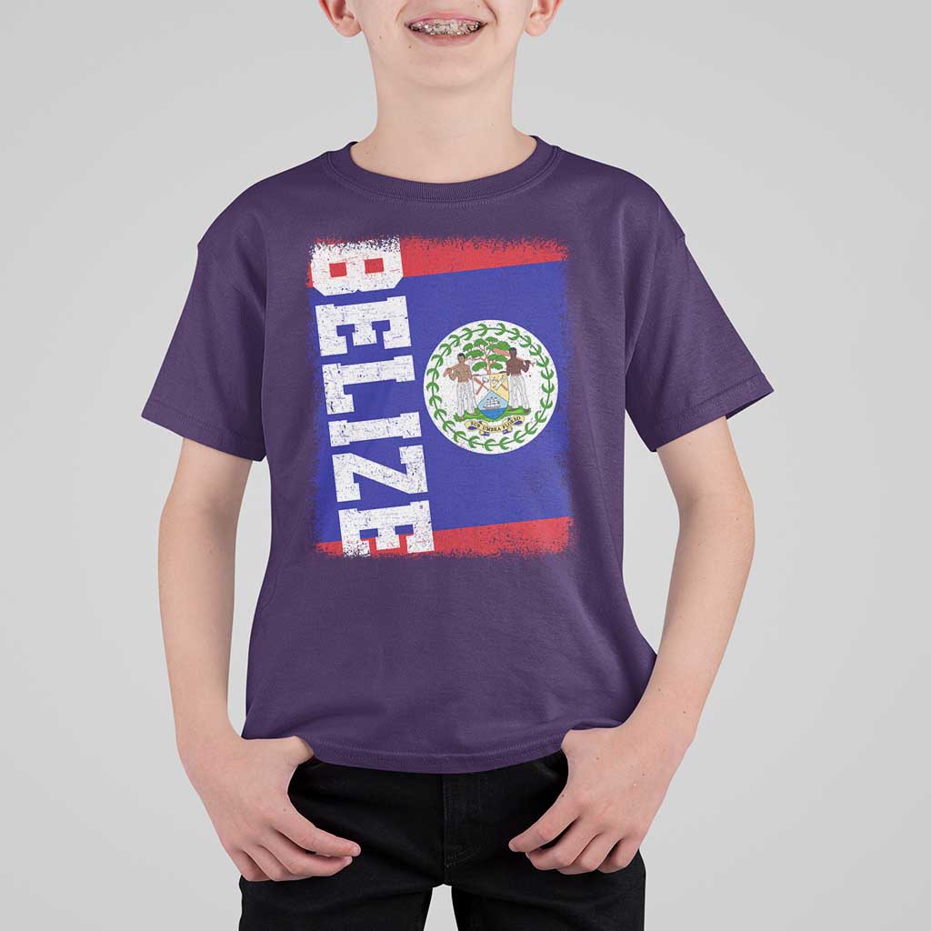 Vintage Belize T Shirt For Kid Distressed Flag Central American Pride Heritage Gift