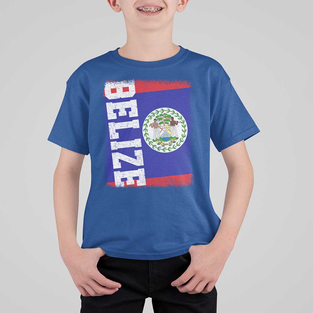 Vintage Belize T Shirt For Kid Distressed Flag Central American Pride Heritage Gift