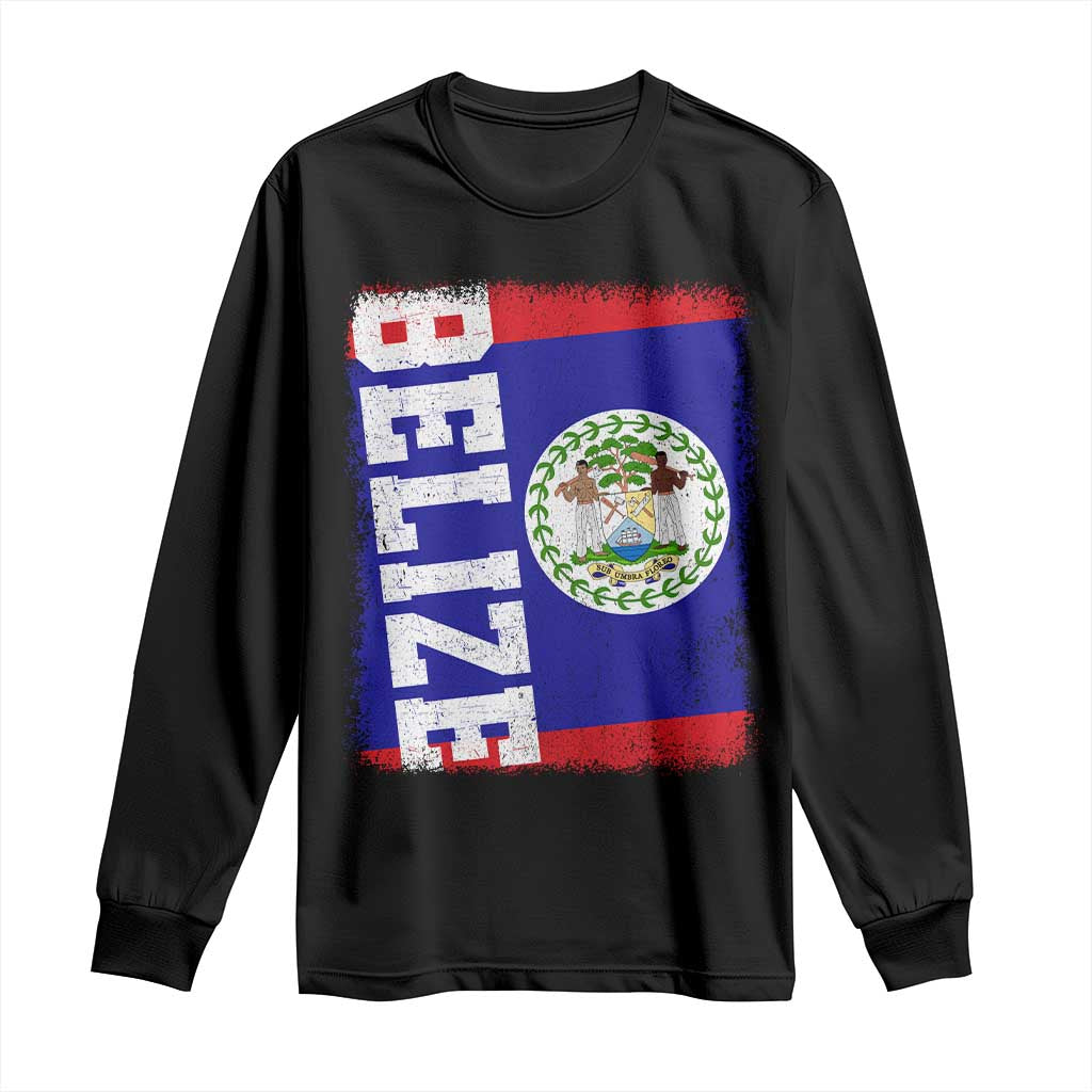 Vintage Belize Long Sleeve Shirt Distressed Flag Central American Pride Heritage Gift