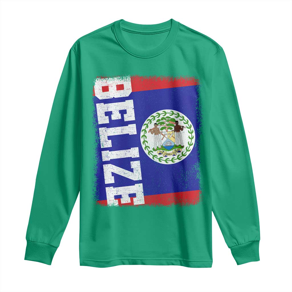 Vintage Belize Long Sleeve Shirt Distressed Flag Central American Pride Heritage Gift