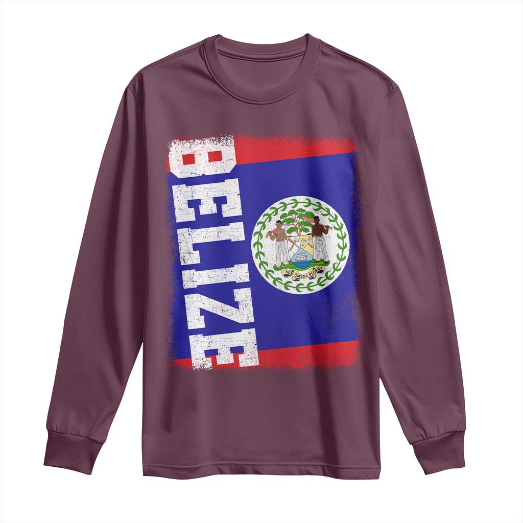 Vintage Belize Long Sleeve Shirt Distressed Flag Central American Pride Heritage Gift