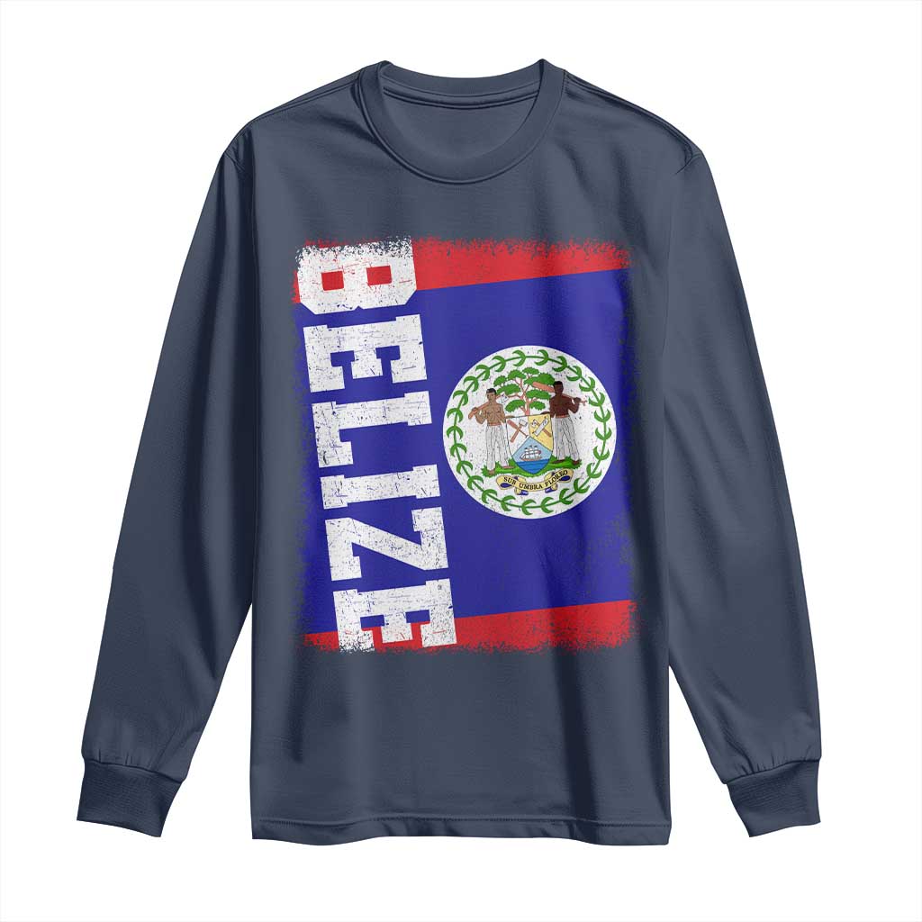 Vintage Belize Long Sleeve Shirt Distressed Flag Central American Pride Heritage Gift