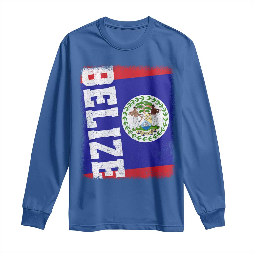 Vintage Belize Long Sleeve Shirt Distressed Flag Central American Pride Heritage Gift