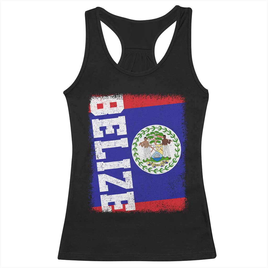 Vintage Belize Racerback Tank Top Distressed Flag Central American Pride Heritage Gift
