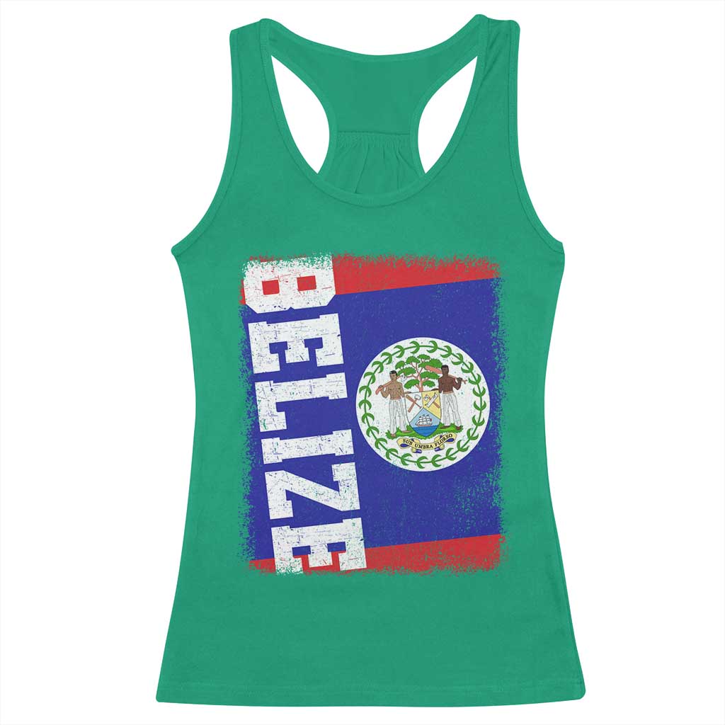Vintage Belize Racerback Tank Top Distressed Flag Central American Pride Heritage Gift