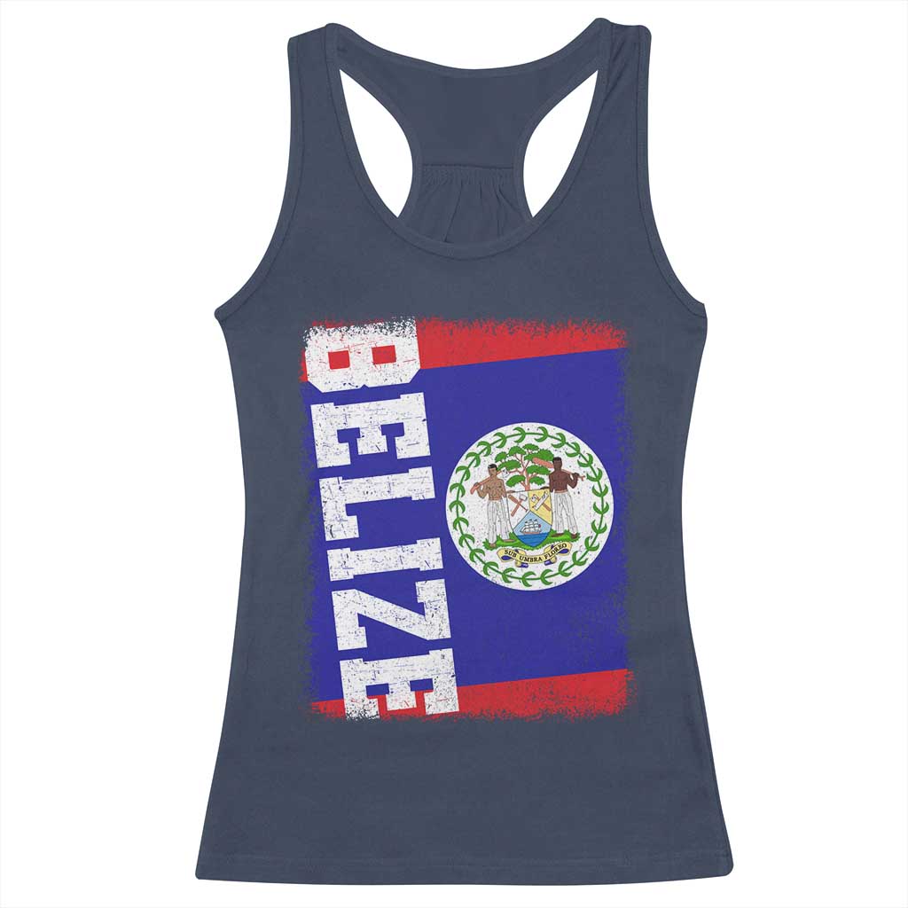Vintage Belize Racerback Tank Top Distressed Flag Central American Pride Heritage Gift