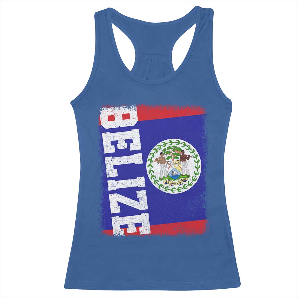 Vintage Belize Racerback Tank Top Distressed Flag Central American Pride Heritage Gift