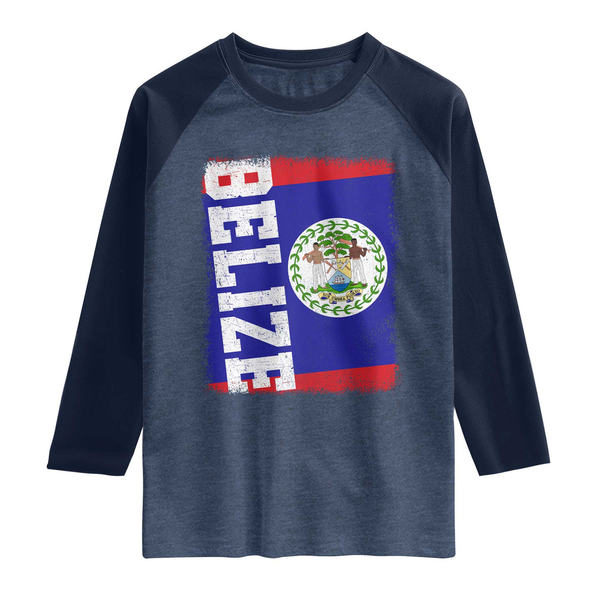 Vintage Belize Raglan Shirt Distressed Flag Central American Pride Heritage Gift