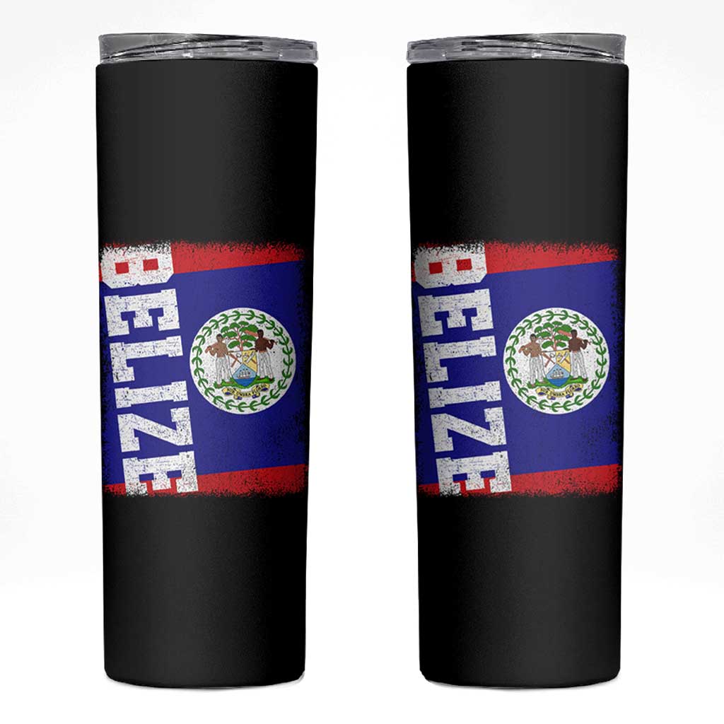 Vintage Belize Skinny Tumbler Distressed Flag Central American Pride Heritage Gift