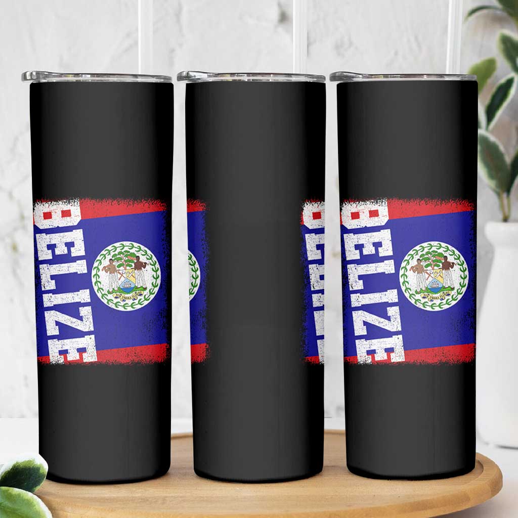 Vintage Belize Skinny Tumbler Distressed Flag Central American Pride Heritage Gift