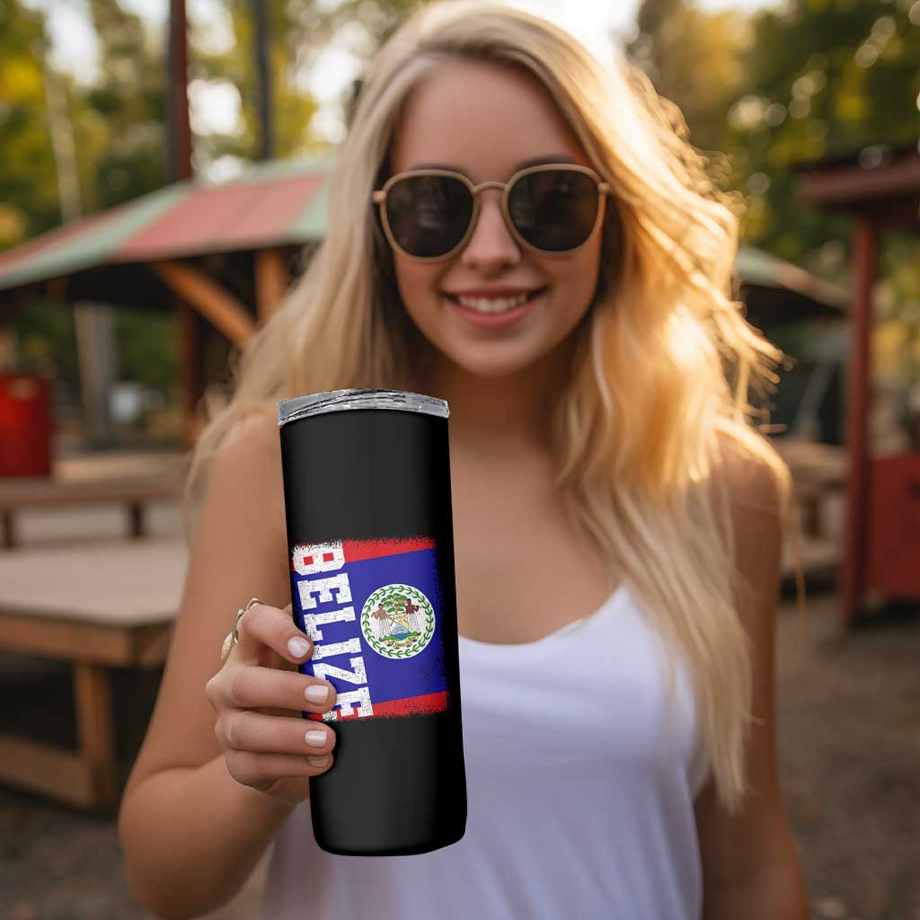 Vintage Belize Skinny Tumbler Distressed Flag Central American Pride Heritage Gift