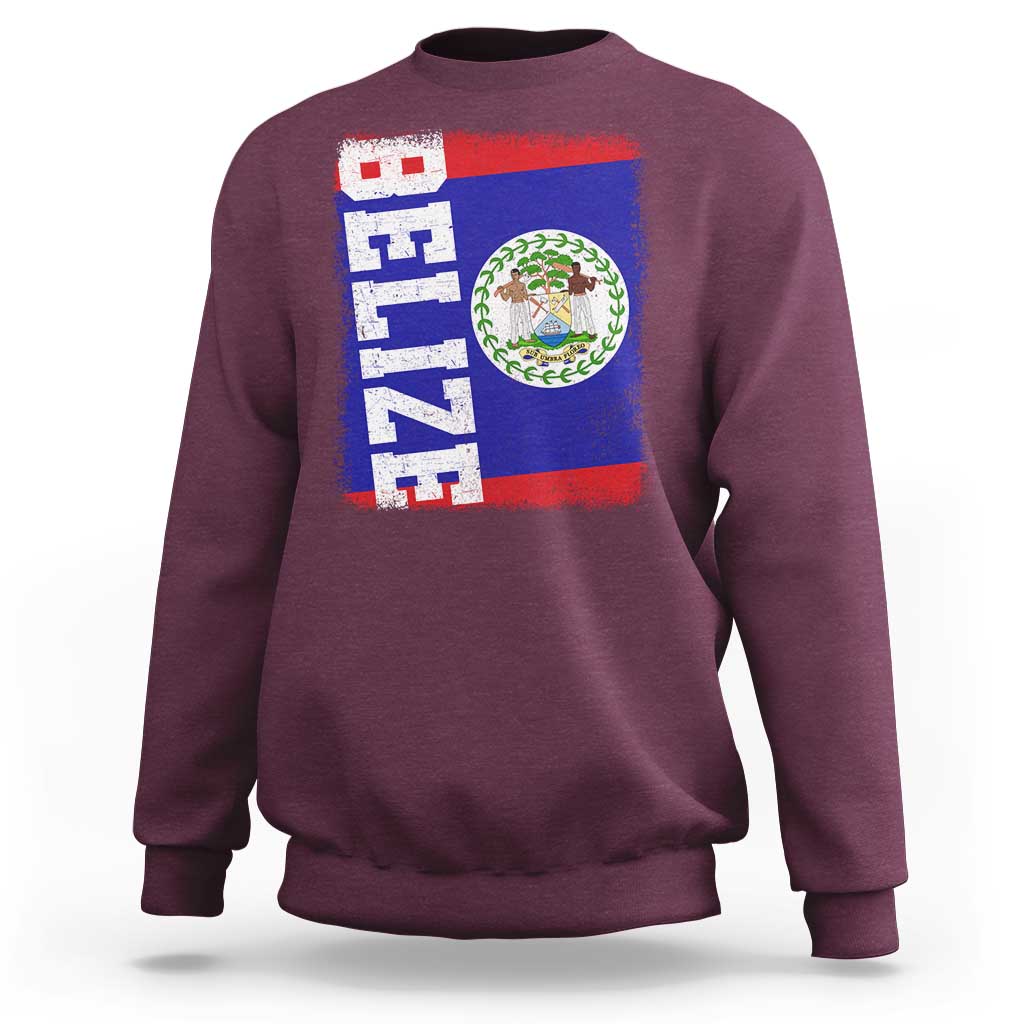 Vintage Belize Sweatshirt Distressed Flag Central American Pride Heritage Gift
