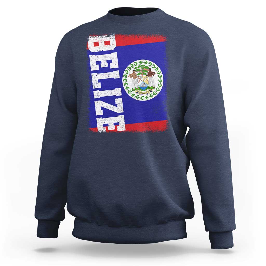 Vintage Belize Sweatshirt Distressed Flag Central American Pride Heritage Gift