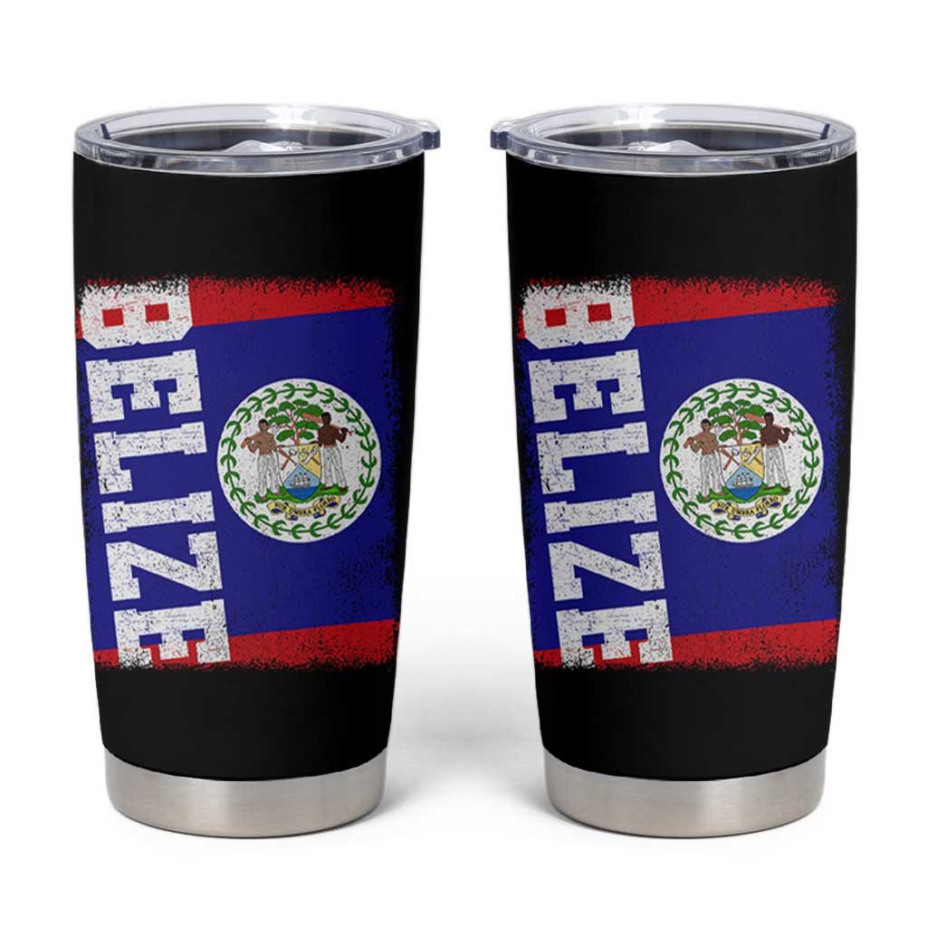 Vintage Belize Tumbler Cup Distressed Flag Central American Pride Heritage Gift