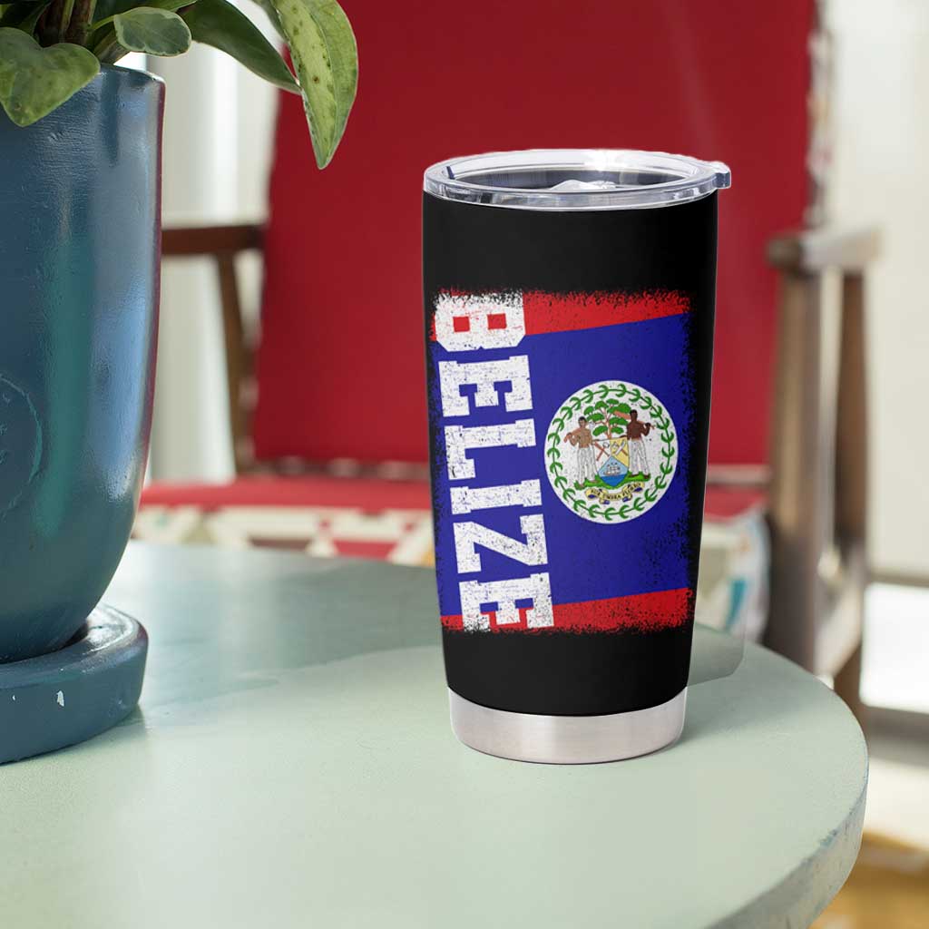 Vintage Belize Tumbler Cup Distressed Flag Central American Pride Heritage Gift