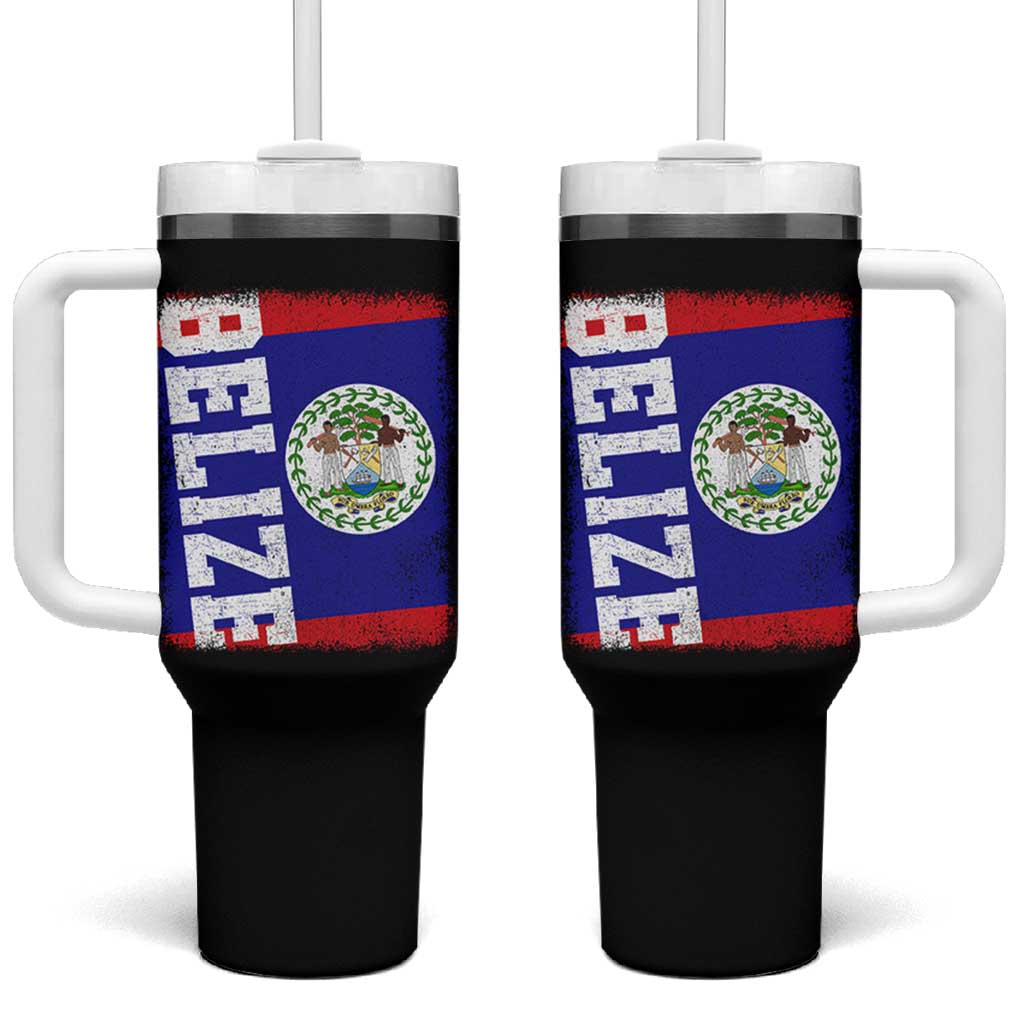 Vintage Belize Tumbler With Handle Distressed Flag Central American Pride Heritage Gift