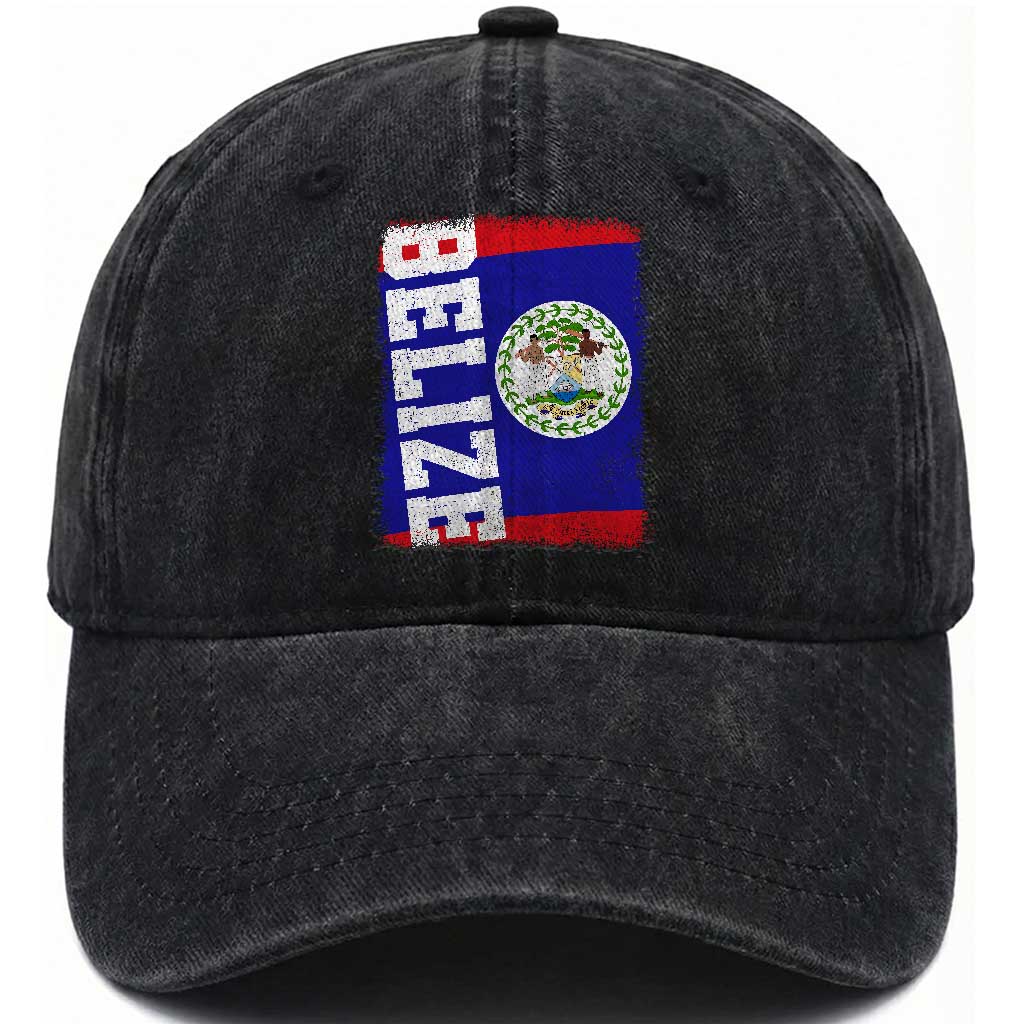 Vintage Belize Washed Cotton Baseball Cap Distressed Flag Central American Pride Heritage Gift