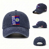 Vintage Belize Washed Cotton Baseball Cap Distressed Flag Central American Pride Heritage Gift