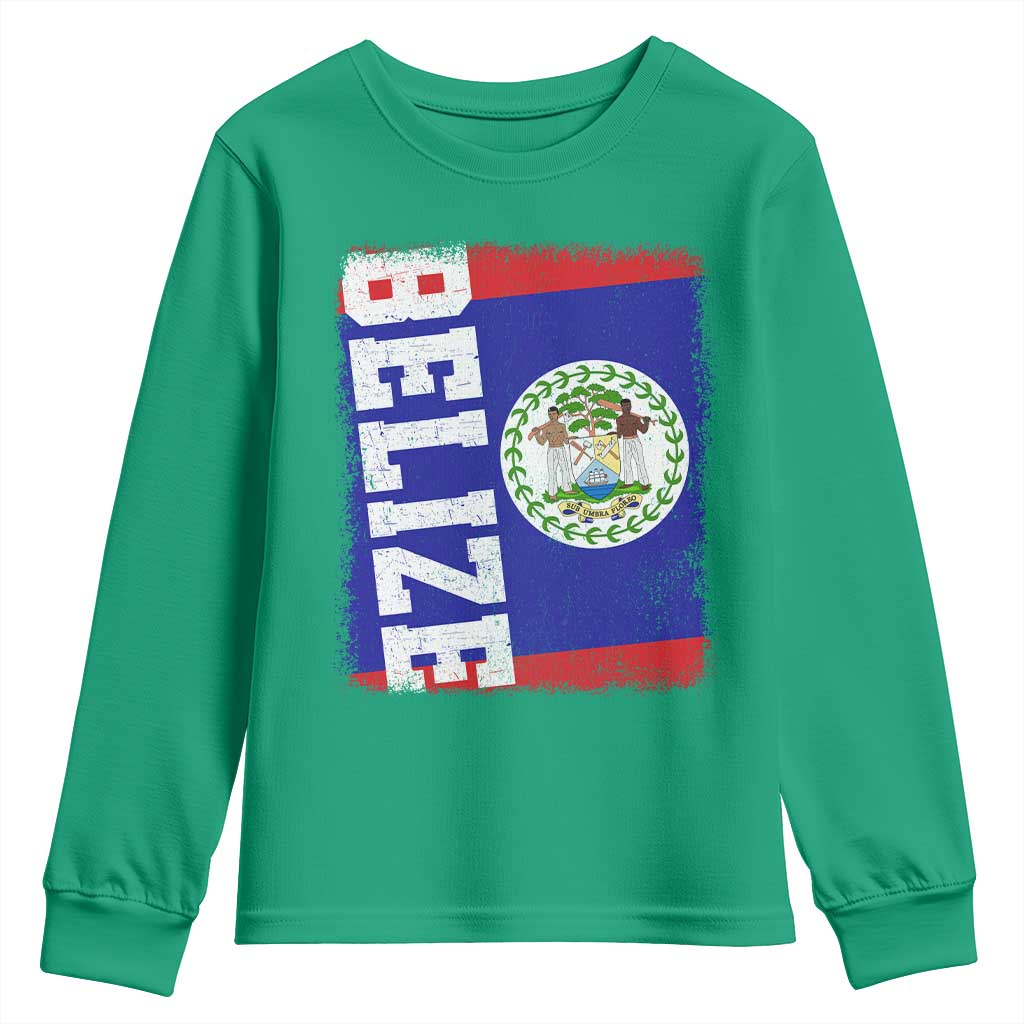 Vintage Belize Youth Sweatshirt Distressed Flag Central American Pride Heritage Gift