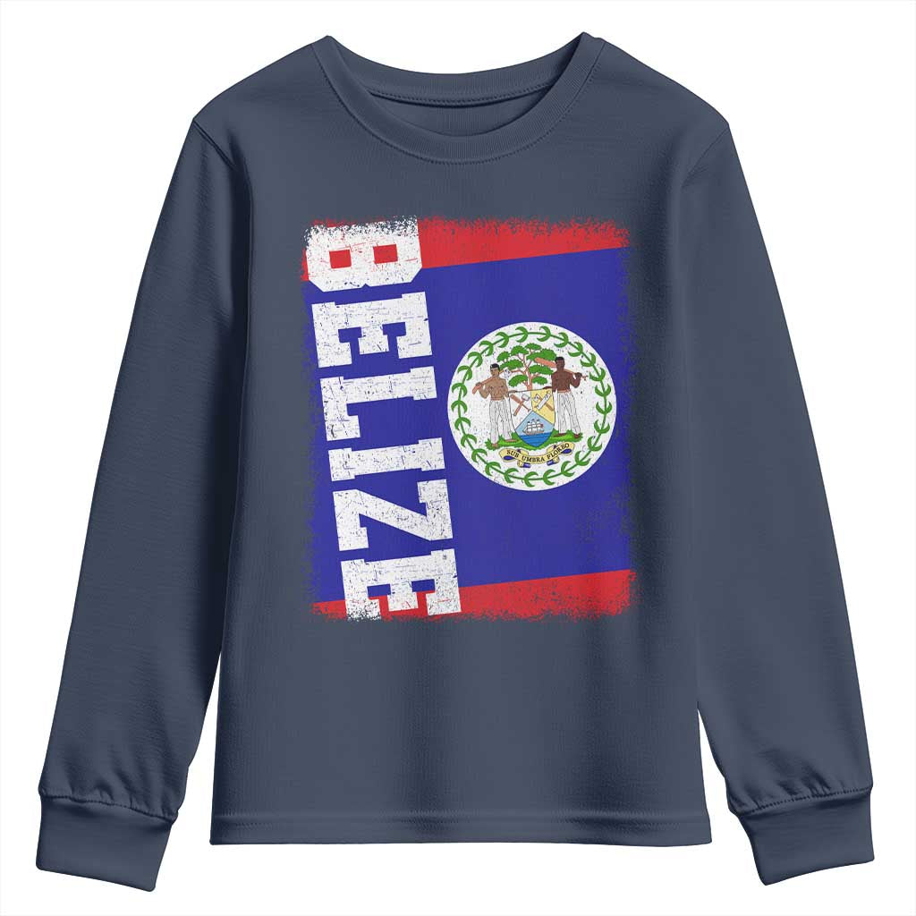 Vintage Belize Youth Sweatshirt Distressed Flag Central American Pride Heritage Gift