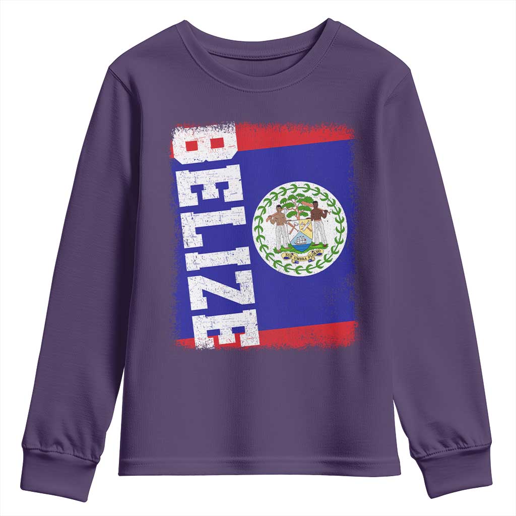 Vintage Belize Youth Sweatshirt Distressed Flag Central American Pride Heritage Gift