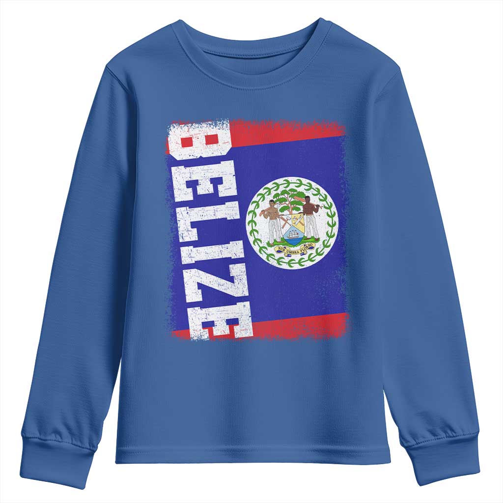 Vintage Belize Youth Sweatshirt Distressed Flag Central American Pride Heritage Gift