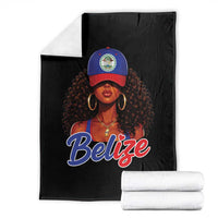 Belize Princess Throw Blanket Melanin Afro Girl Belize Flag Heritage Gift for Black Girls